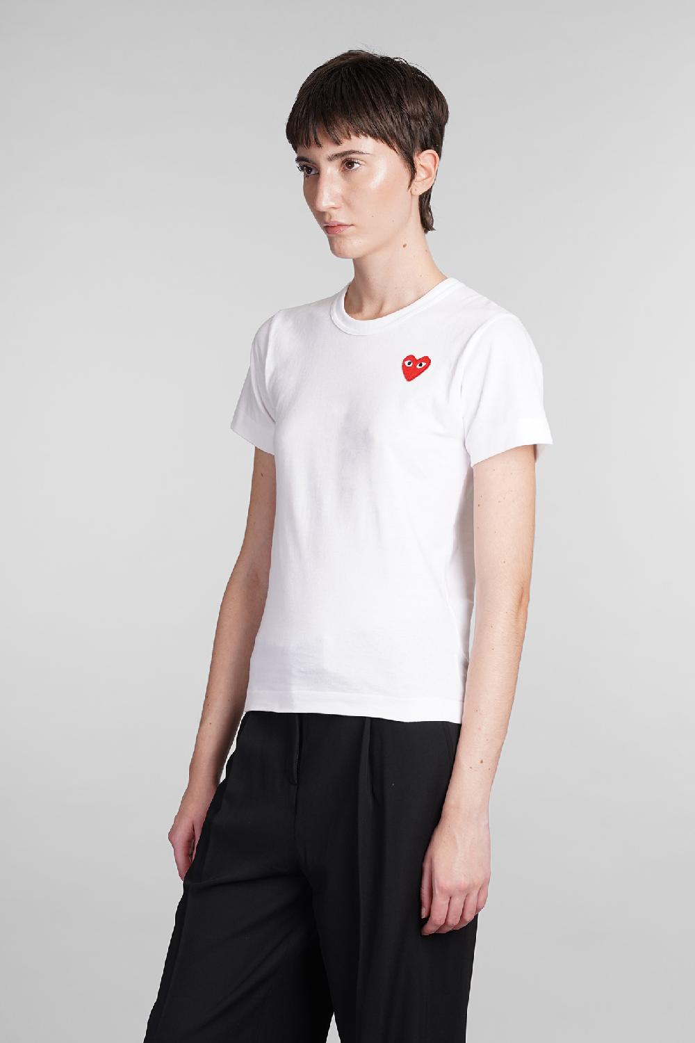 Deliberti Comme des Garcons Play T-shirt in cotone bianco cod. 407060 - Deliberti The Luxury Shopping Fino Al -60%