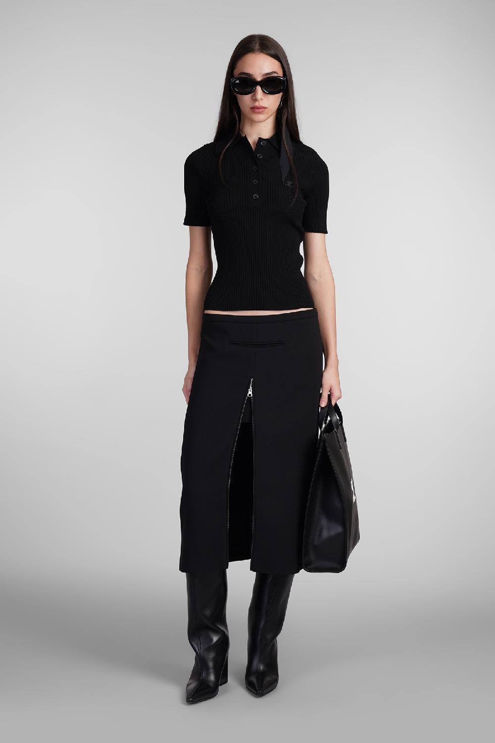 Deliberti Courreges Polo in viscosa nera cod. 408561 - Deliberti The Luxury Shopping Pezzi Unici