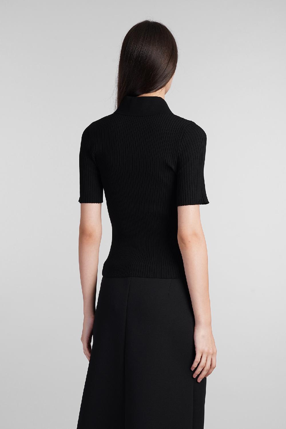 Deliberti Courreges Polo in viscosa nera cod. 408561 - Deliberti The Luxury Shopping Pezzi Unici