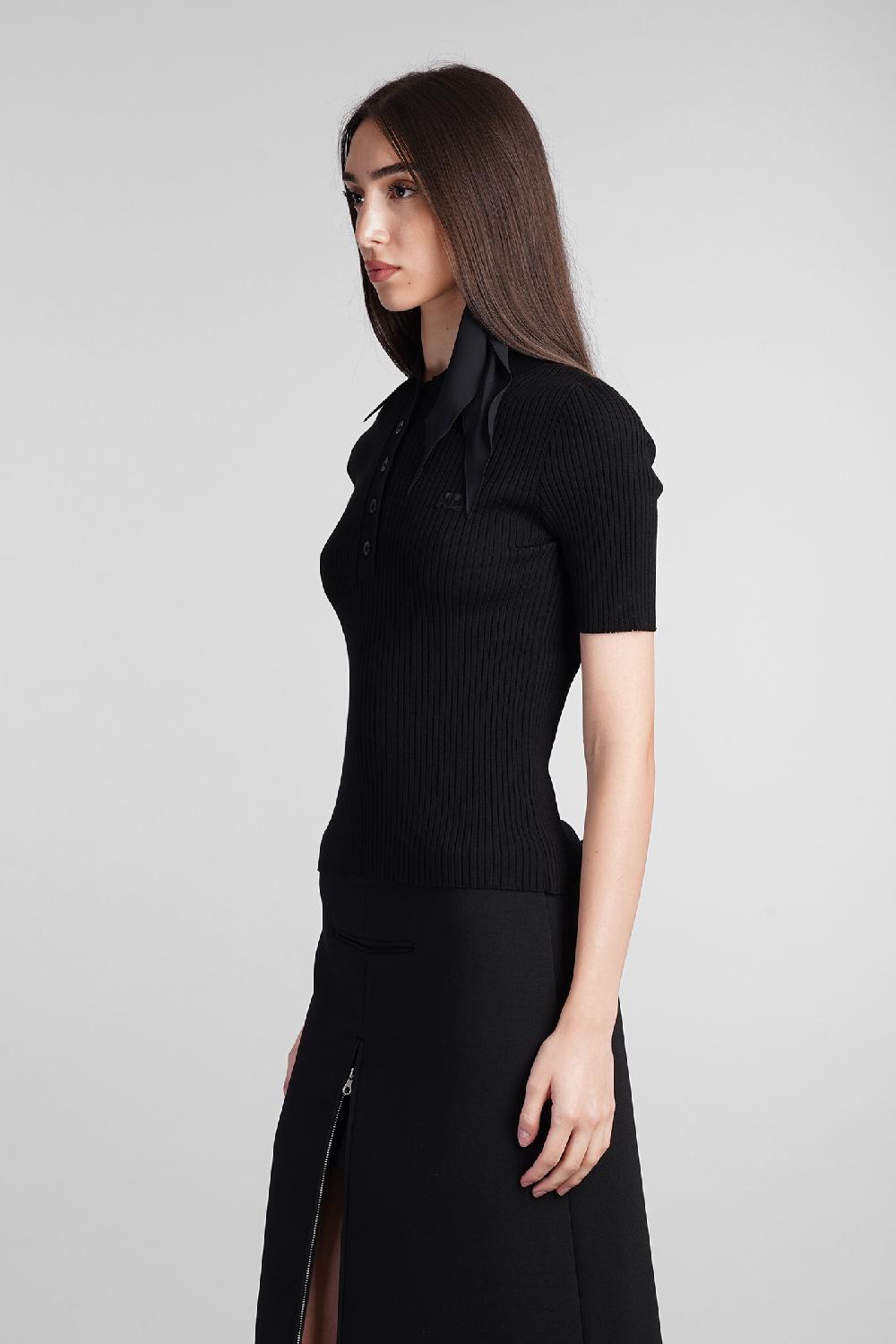 Deliberti Courreges Polo in viscosa nera cod. 408561 - Deliberti The Luxury Shopping Pezzi Unici