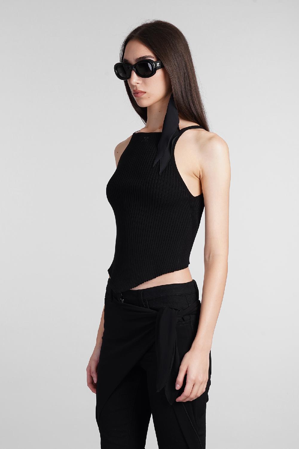 Deliberti Courreges Topwear in viscosa nera cod. 408562 - Deliberti The Luxury Shopping Soddisfazione Garantita