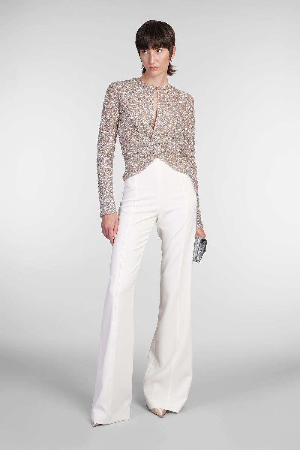 Deliberti Costarellos Pantalone rimi in poliestere beige cod. 406737 - Deliberti The Luxury Shopping Vendite stagionali