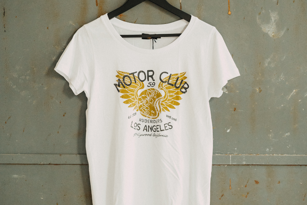 Rude Riders T-Shirt Donna Motor Brigade Bianca Vendita Economica
