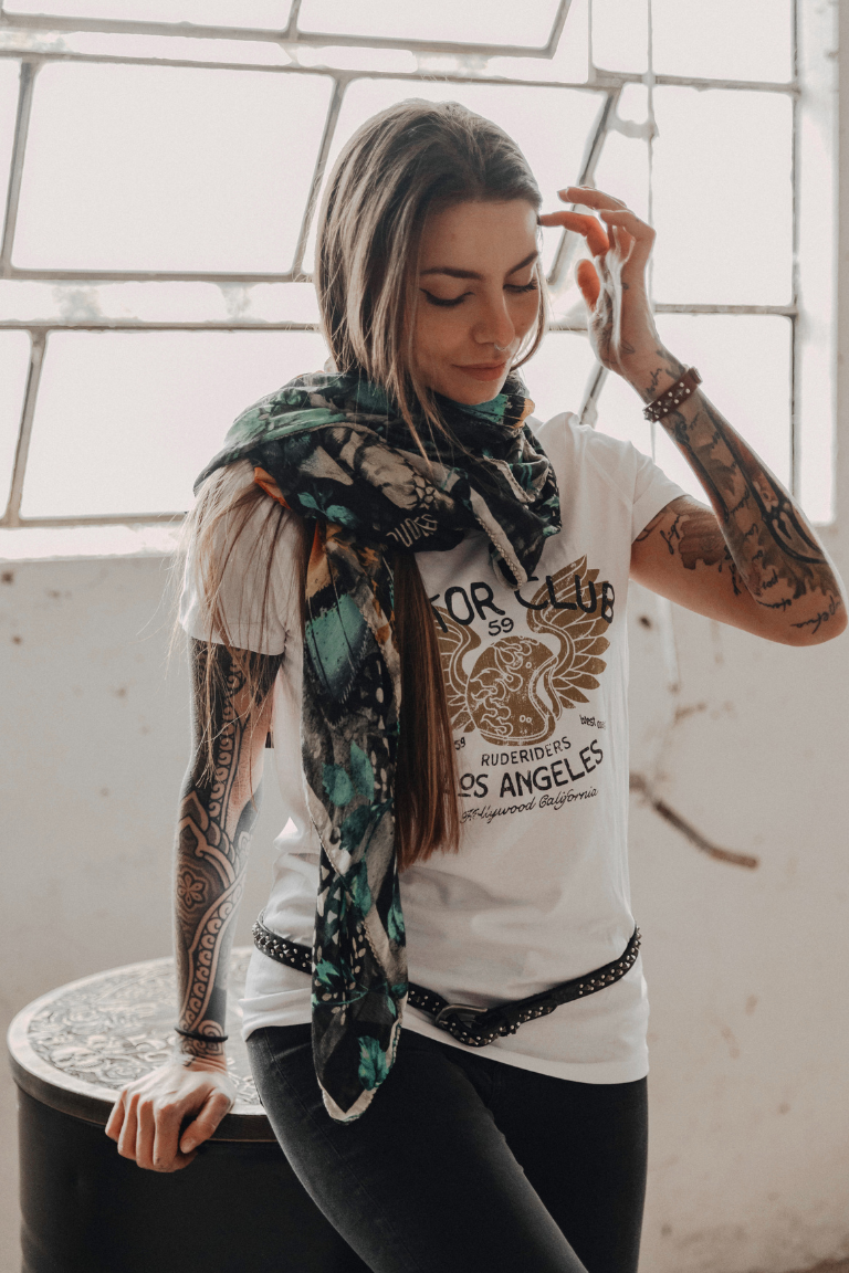 Rude Riders T-Shirt Donna Motor Brigade Bianca Vendita Economica
