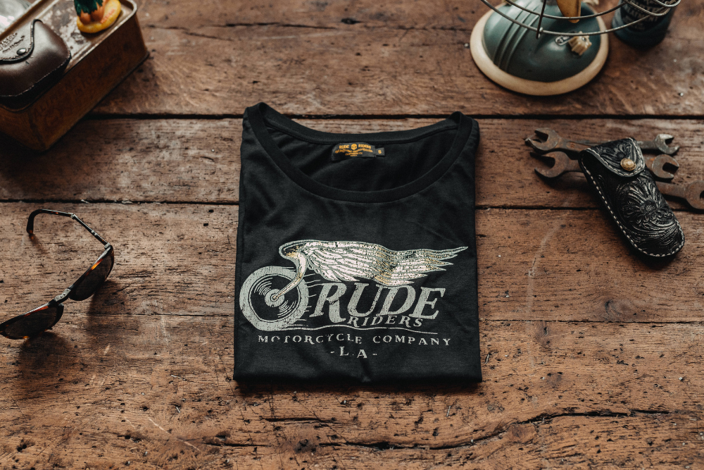Rude Riders T-Shirt Donna Flying Wheel Nera Saldi Di Fabbrica