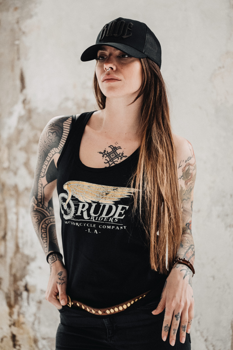 Rude Riders Canotta Donna Flying Wheel Nera Negozio