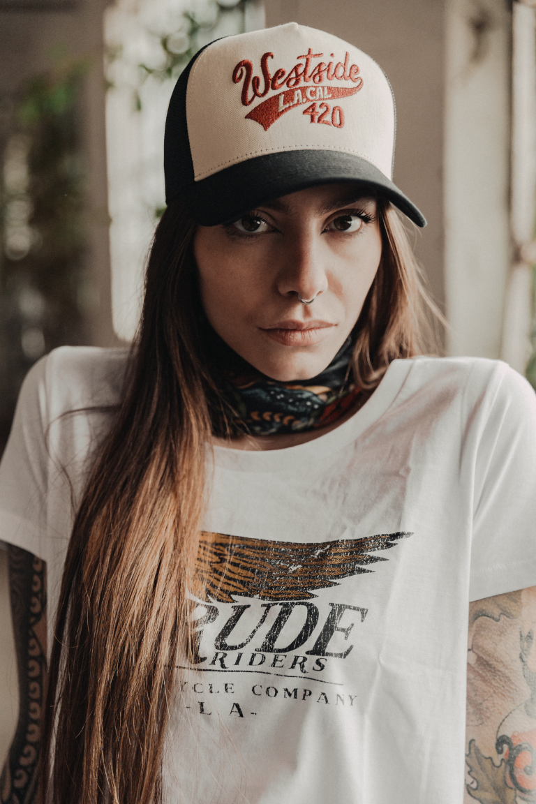 Rude Riders T-Shirt Donna Flying Wheel Bianca In Saldo