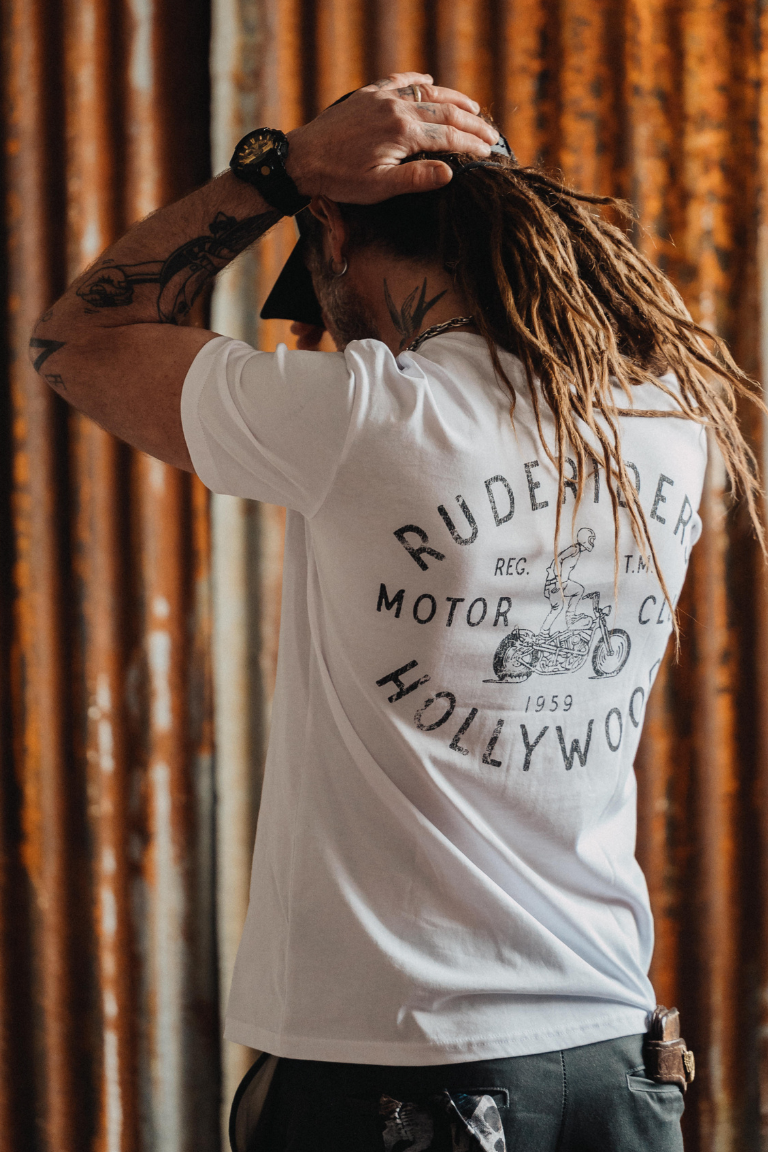 Rude Riders T-Shirt Uomo Motor Club Bianca Economico