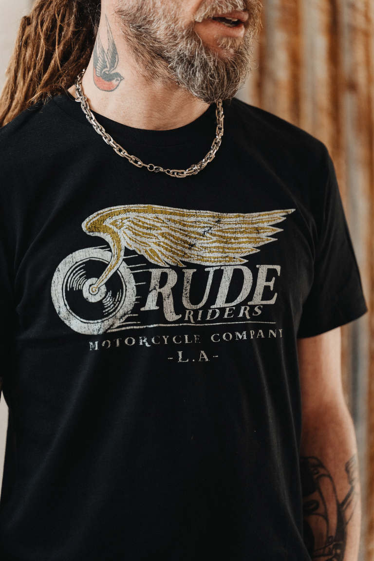 Rude Riders T-Shirt Uomo Flying Wheel Nera Online