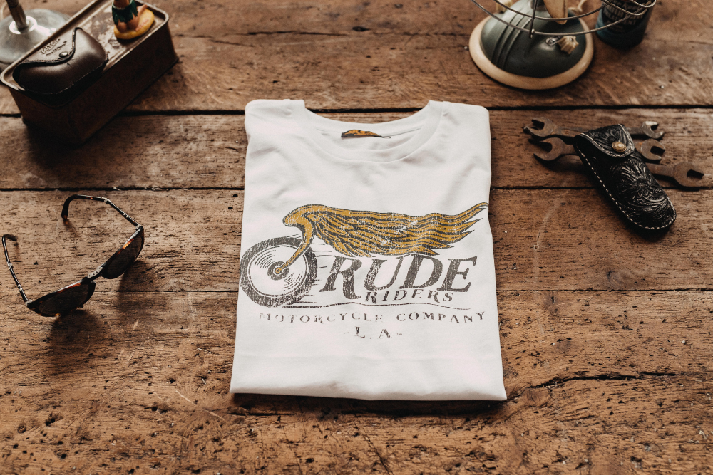 Rude Riders T-Shirt Uomo Flying Wheel Bianca Outlet
