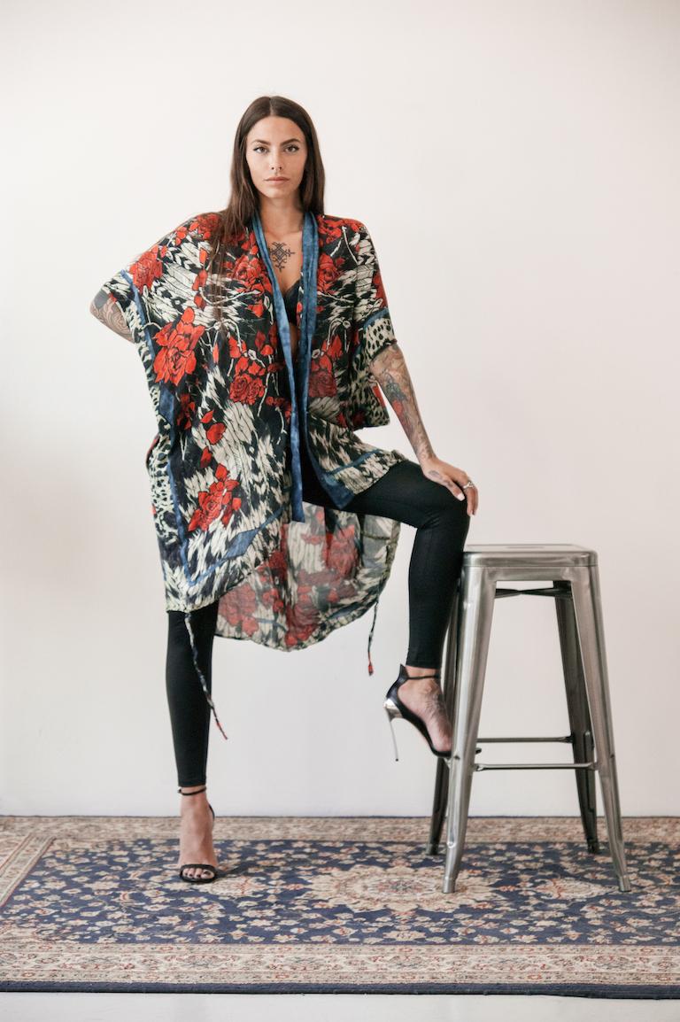 Rude Riders Kimono Donna Roses Saldi Di Fabbrica