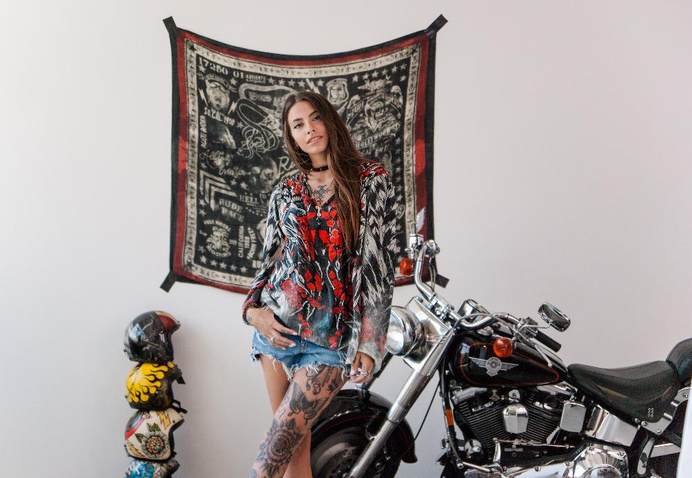 Rude Riders Shirt Donna Roses In Linea