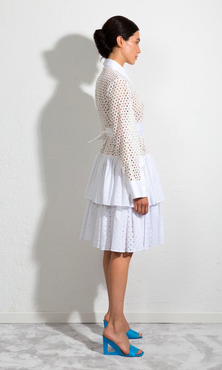 Sara Battaglia Ruffle Midi Dress Prezzo Ridotto