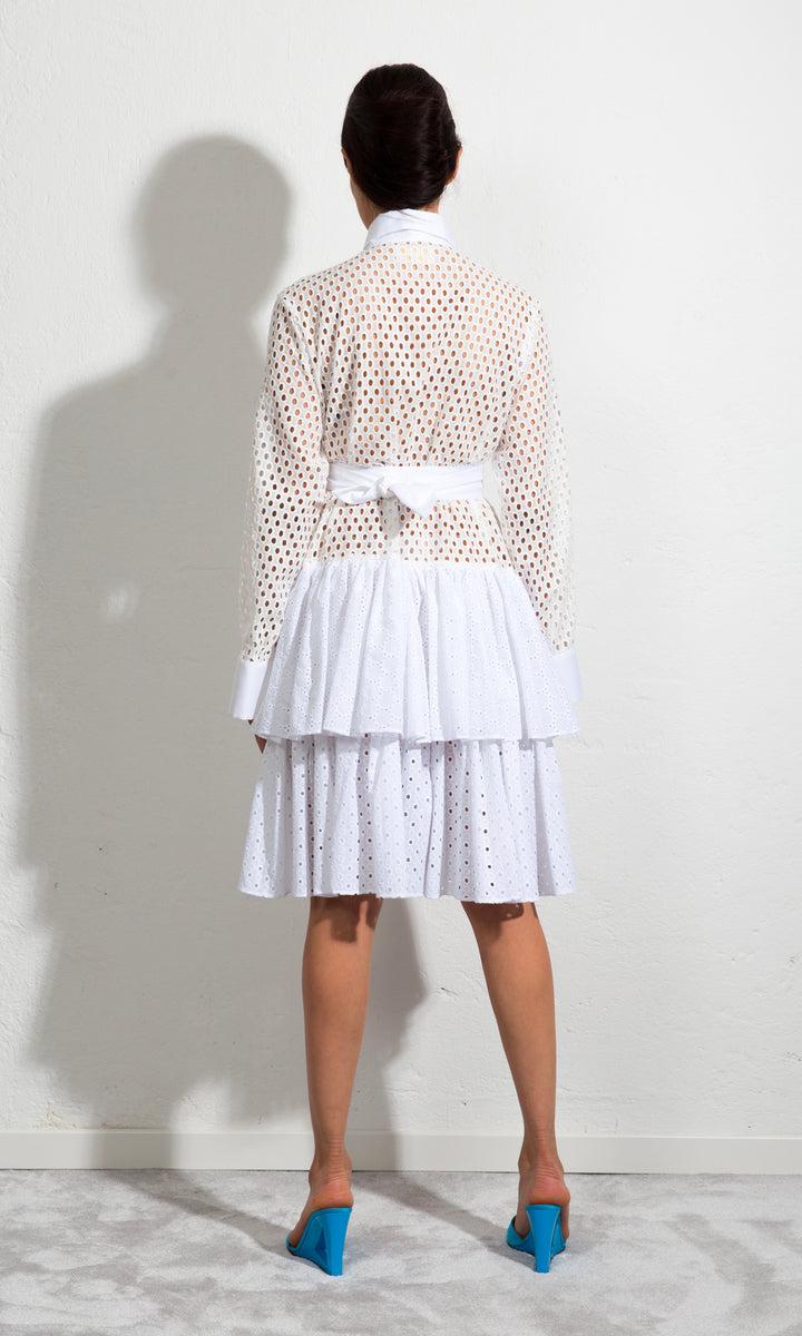 Sara Battaglia Ruffle Midi Dress Prezzo Ridotto