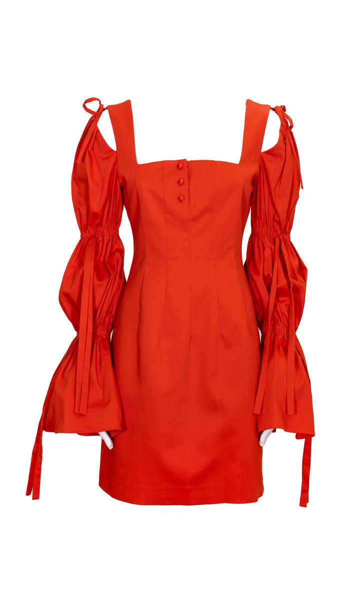 Sara Battaglia Puffed Sleeves Dress In Vendita