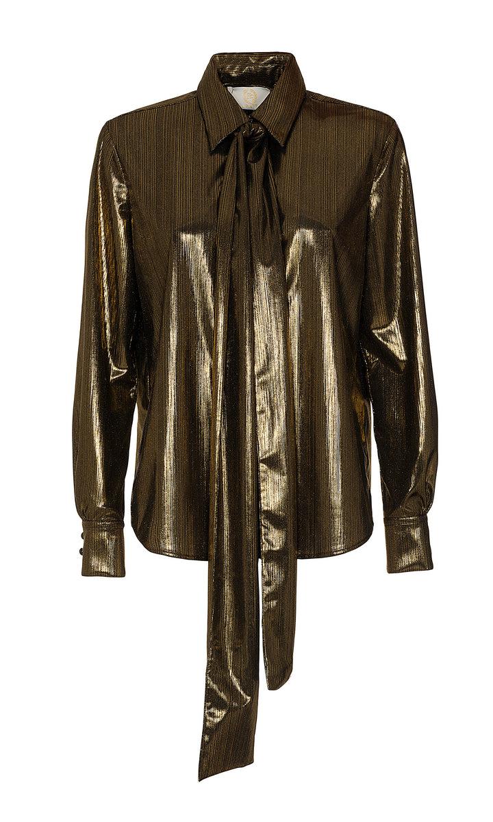 Sara Battaglia Lurex bow shirt Offerta