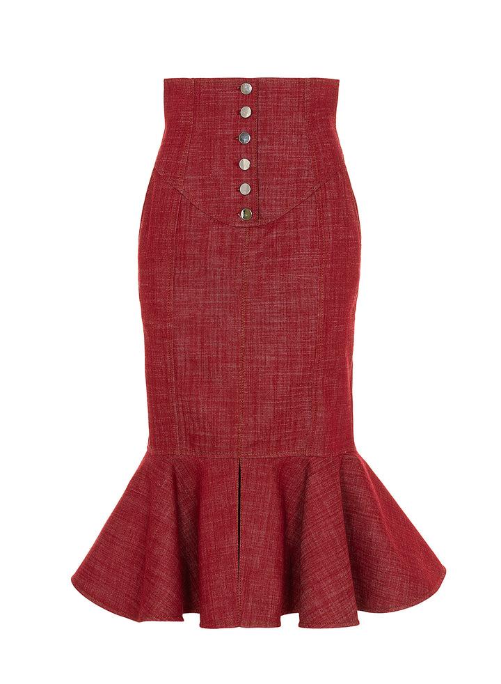Sara Battaglia Denim longuette skirt Prezzo Ridotto