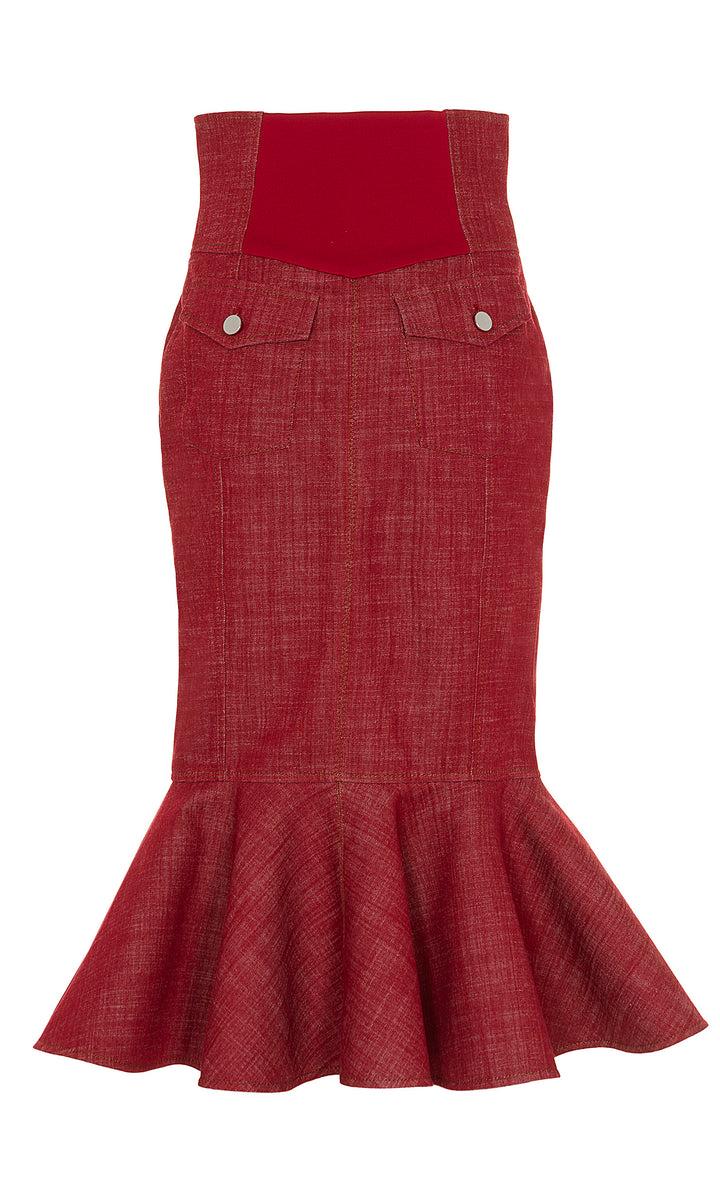 Sara Battaglia Denim longuette skirt Prezzo Ridotto