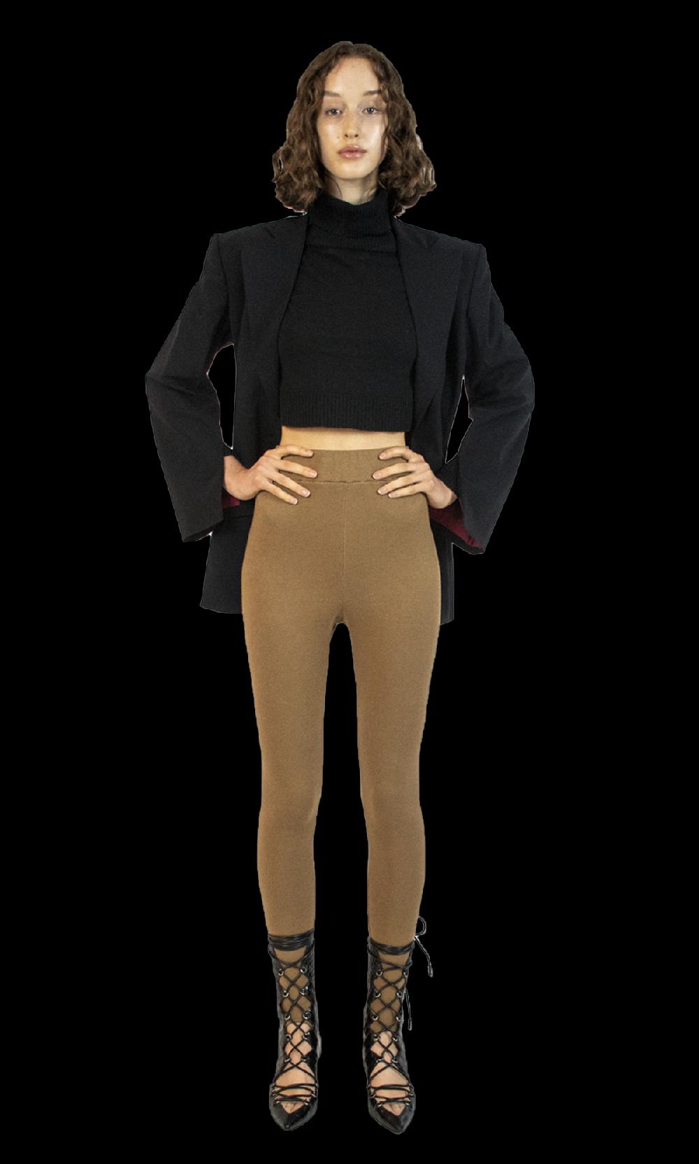 Sara Battaglia Camel Leggings In Linea