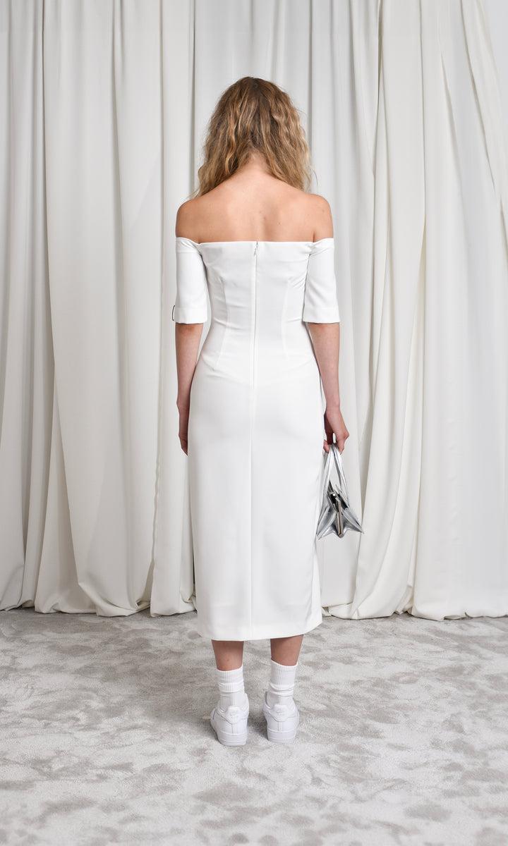 Sara Battaglia Neckline midi dress Negozio