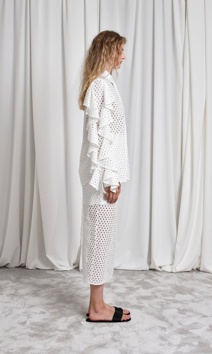 Sara Battaglia Ruffle Sleeve Shirt In Vendita