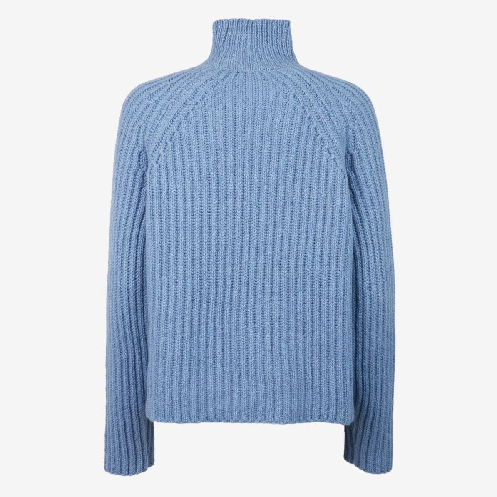 Sease Maglione Athos Mock in cashmere - Blu tempesta Pezzi Unici