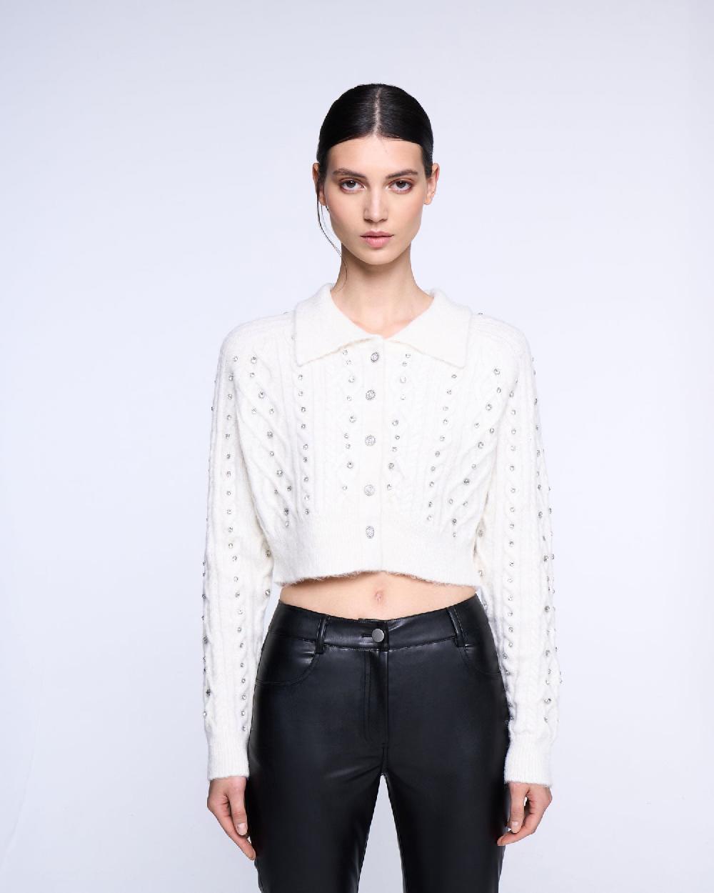 Silvian Heach Cardigan crop con strass Fino Al -60%