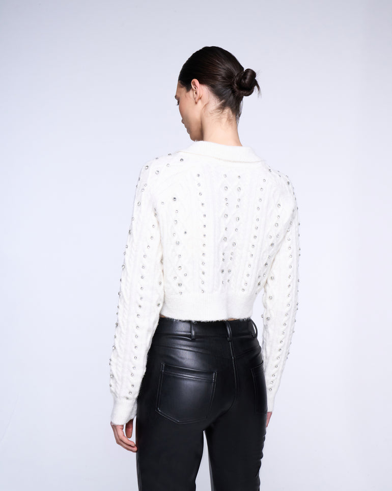 Silvian Heach Cardigan crop con strass Fino Al -60%