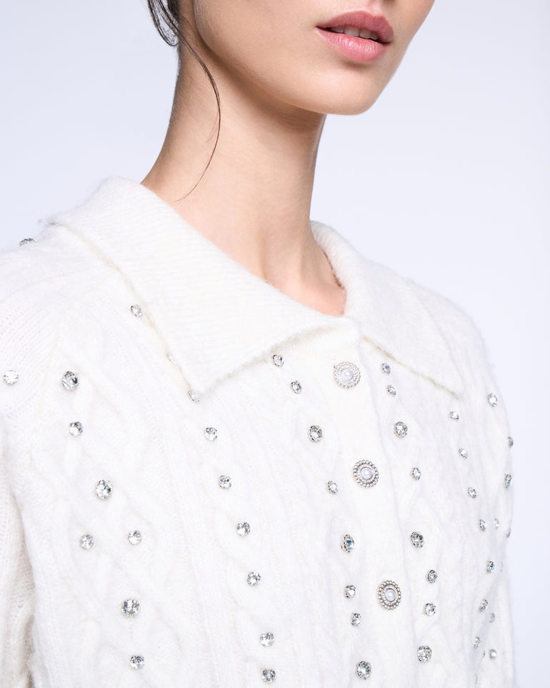 Silvian Heach Cardigan crop con strass Fino Al -60%