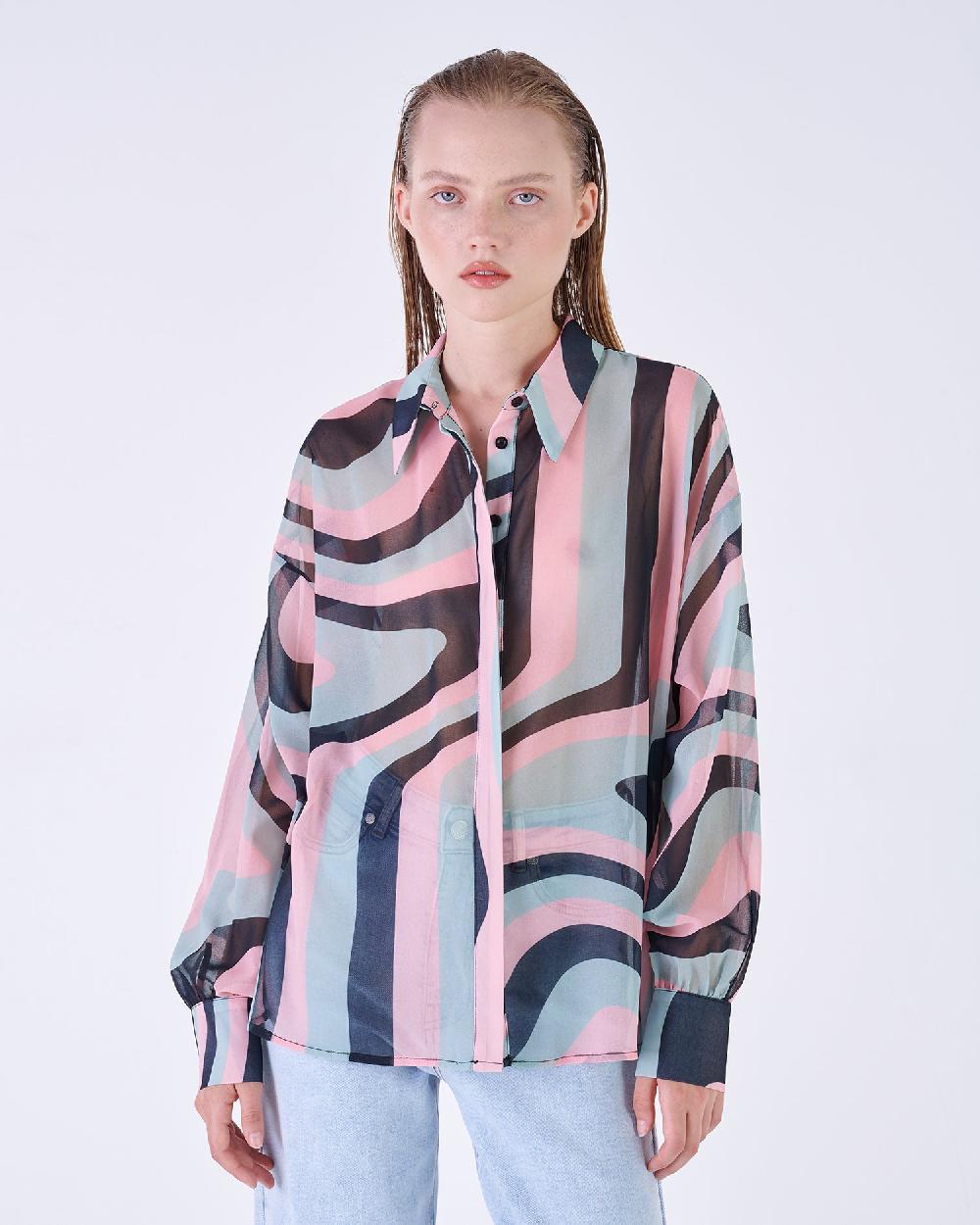 Silvian Heach Camicia semitrasparente multicolor Nuova
