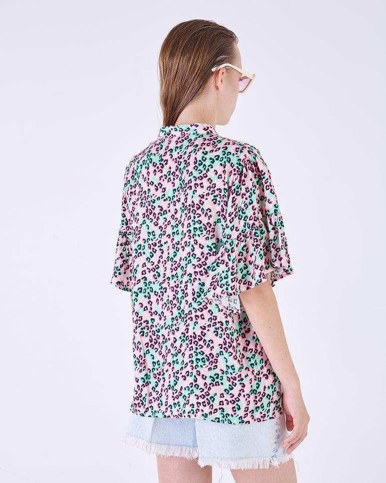 Silvian Heach Blusa leopardata con maniche ad aletta 2025