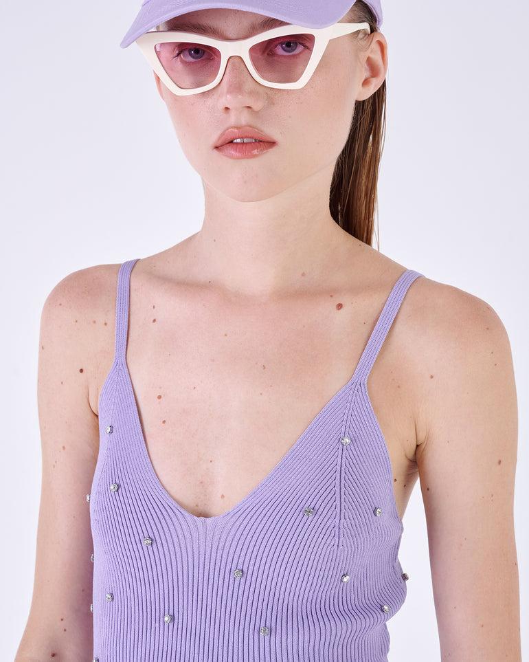 Silvian Heach Top a coste con strass Promozione