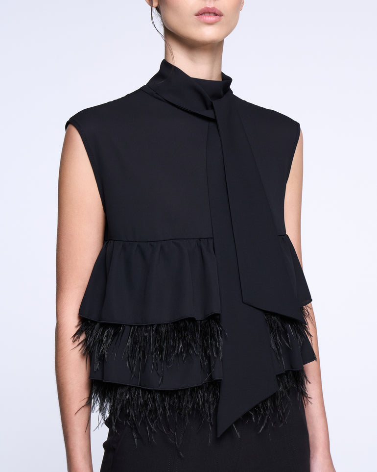 Silvian Heach Blusa con balze e piume Sconto