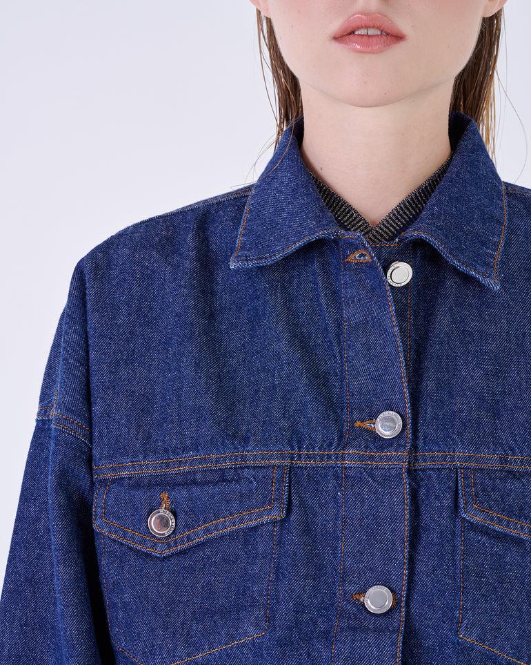 Silvian Heach Giacca cropped in denim In Saldo