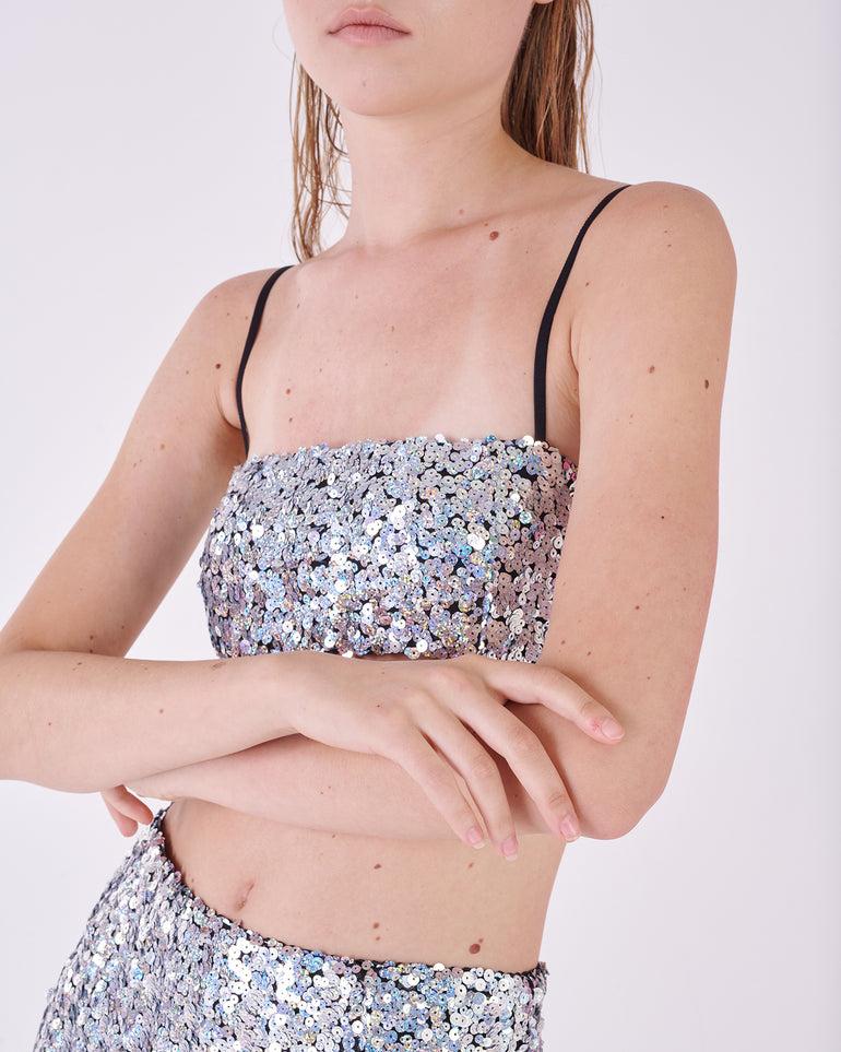 Silvian Heach Top crop con paillettes Online