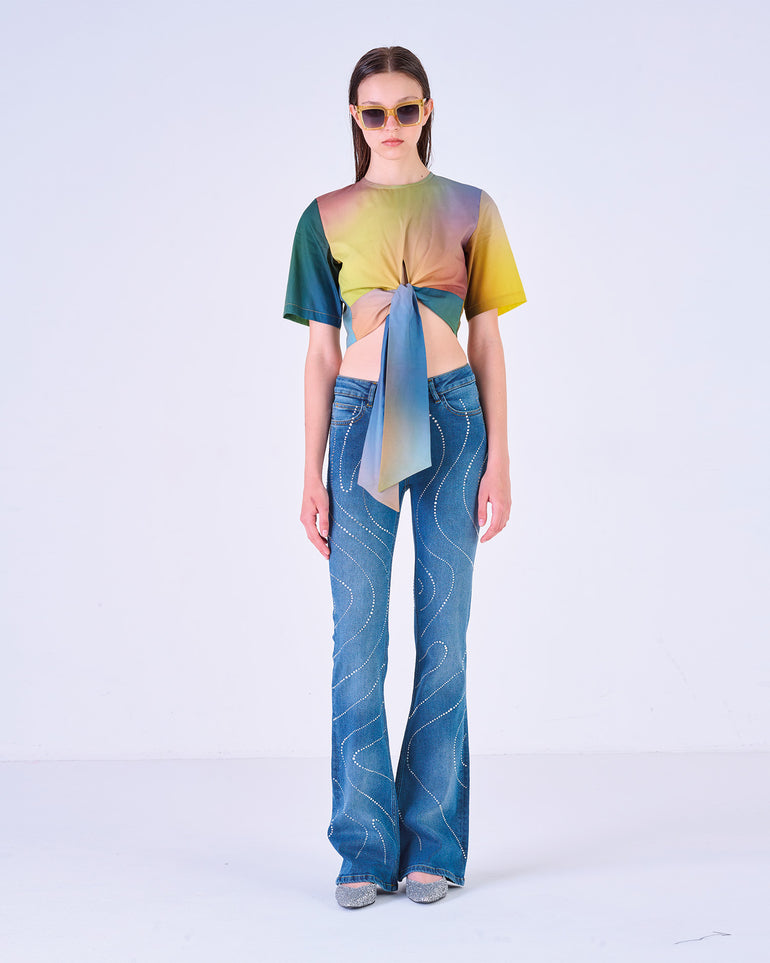 Silvian Heach Jeans a zampa con strass Duty-free