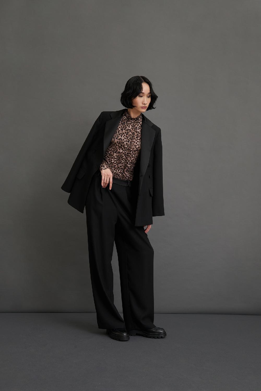 Soallure PANTALONE BOY CON BANDA LATERALE IN RASO SATIN Nuova