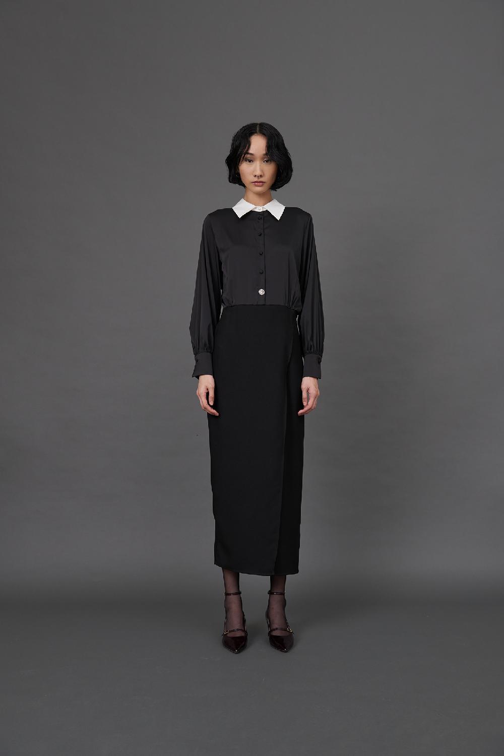 Soallure ABITO LUNGO PUNTO MILANO CON CAMICIA RASO Economico