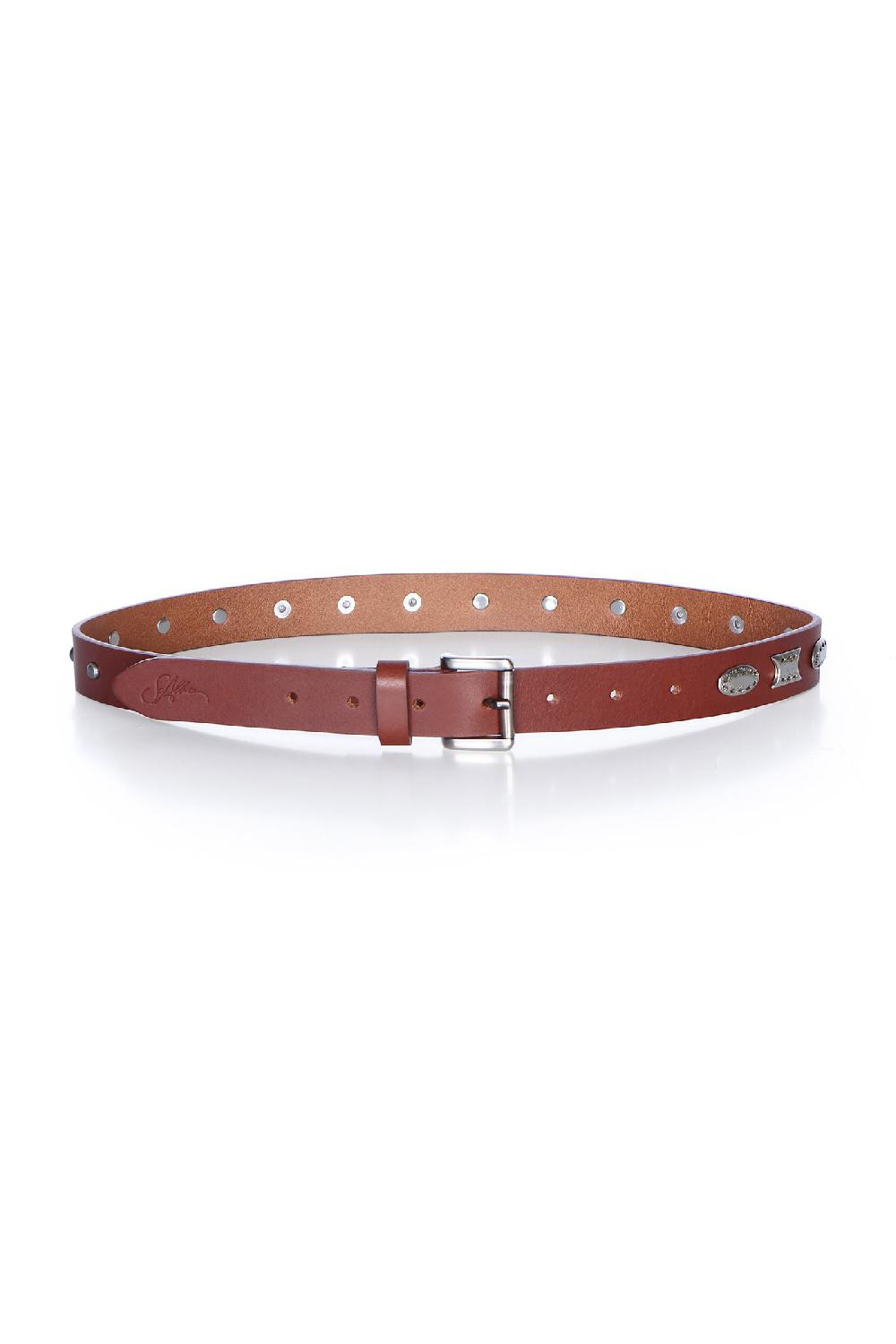 Soallure CINTURA SOTTILE IN VERA PELLE CON BORCHIE Saldi