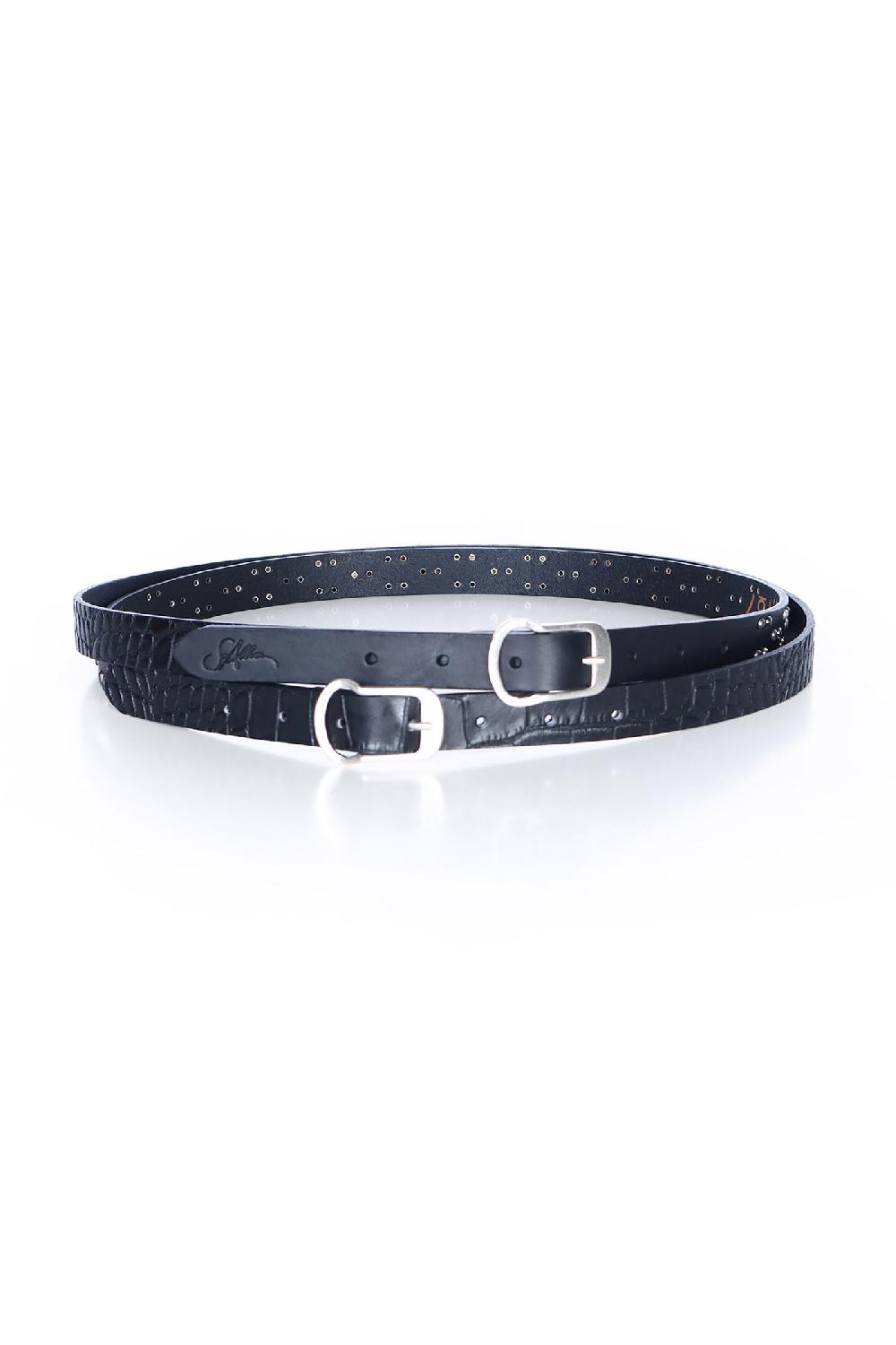Soallure CINTURA DOPPIA IN VERA PELLE CON BORCHIE Hotsell