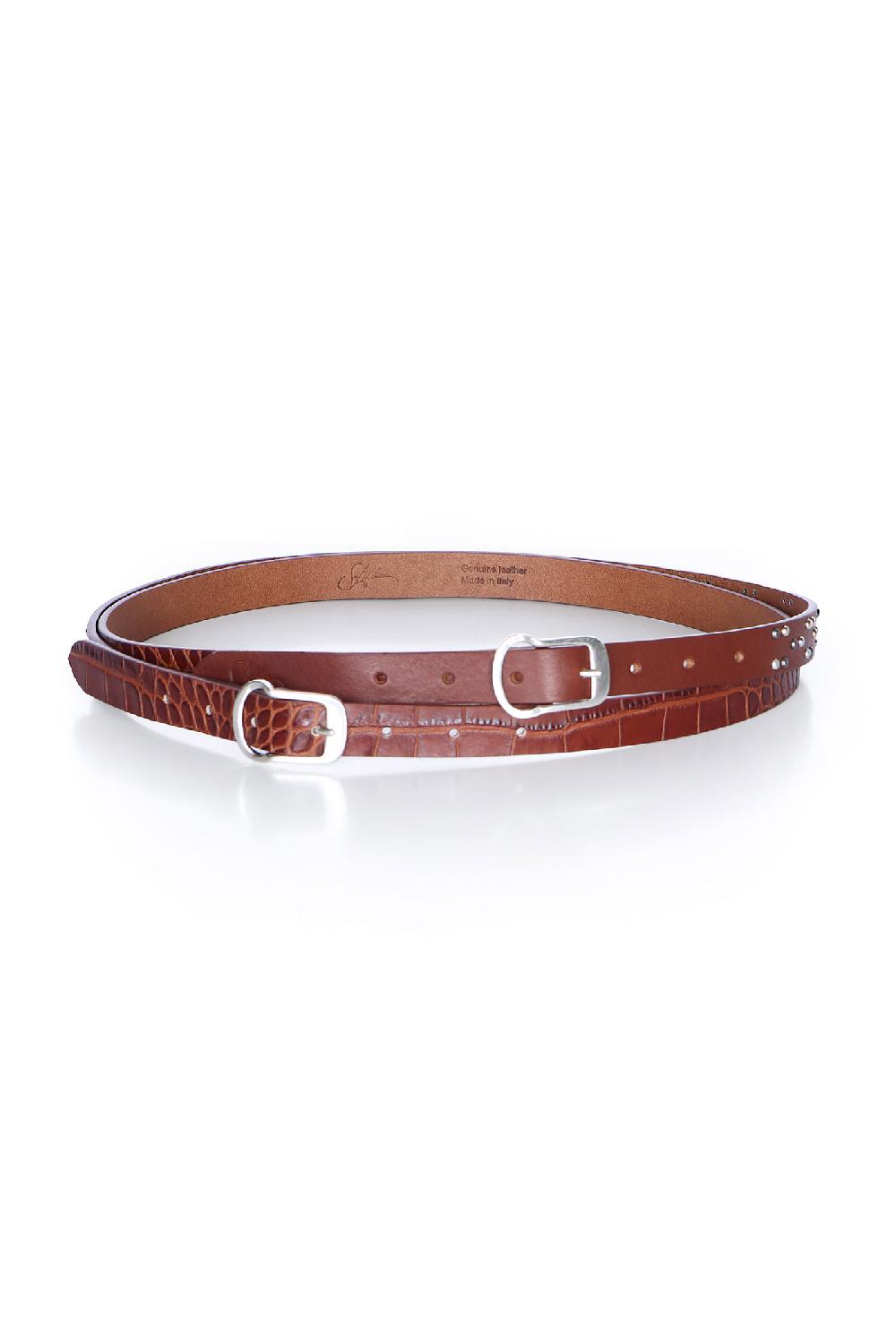 Soallure CINTURA DOPPIA IN VERA PELLE CON BORCHIE Hotsell