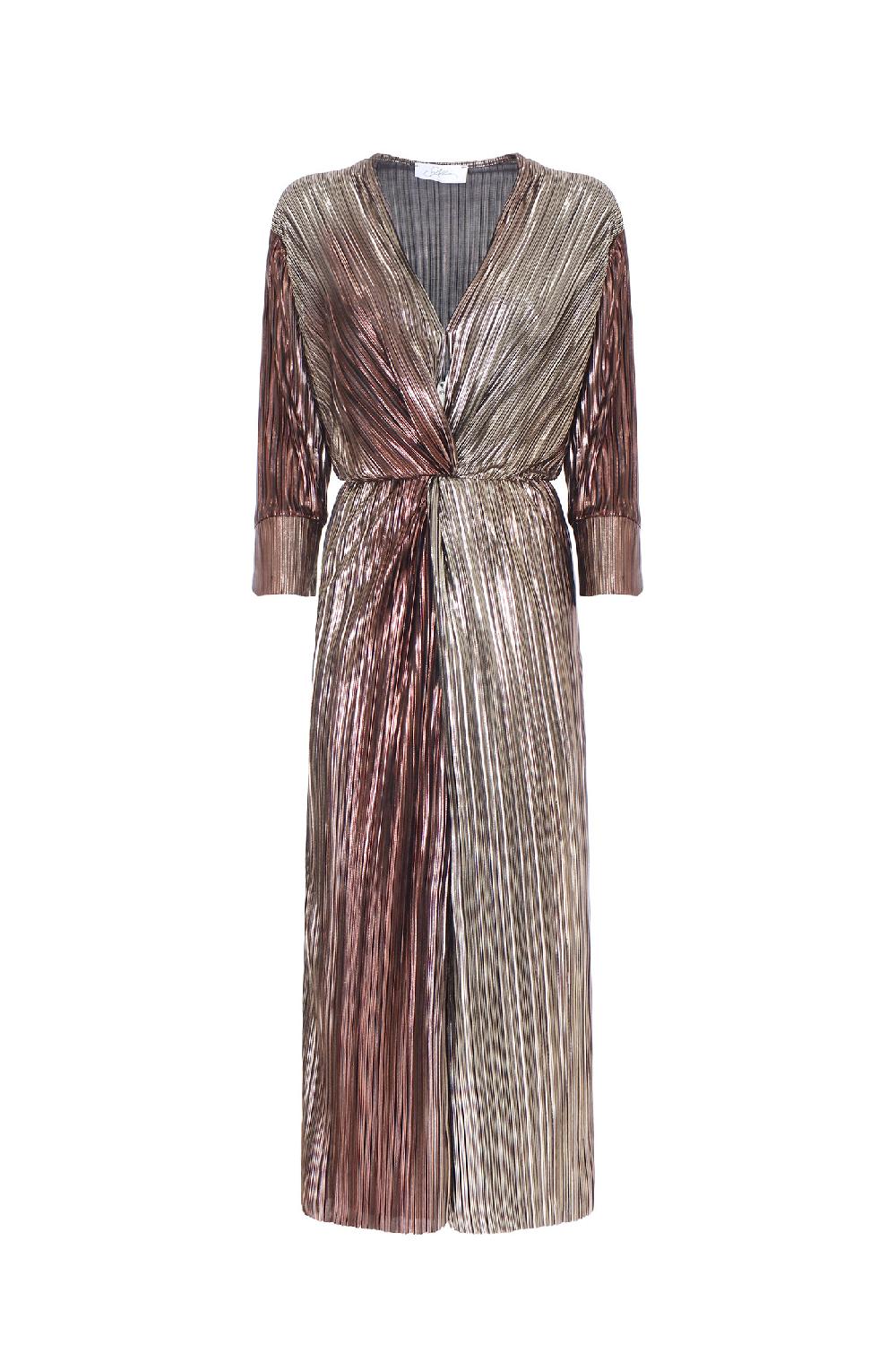 Soallure ABITO MIDI CON SCOLLO A V E SPACCO MULTICOLOR Qualità Garantita