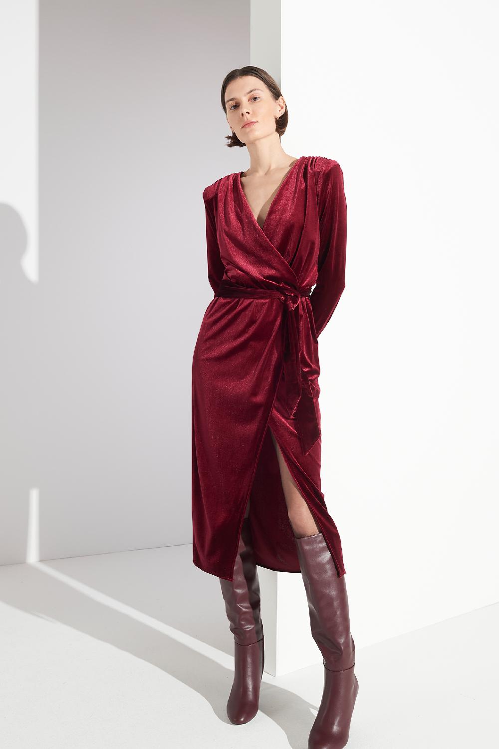 Soallure ABITO MIDI CON SCOLLO A INCROCIO IN VELLUTO Lightning offer