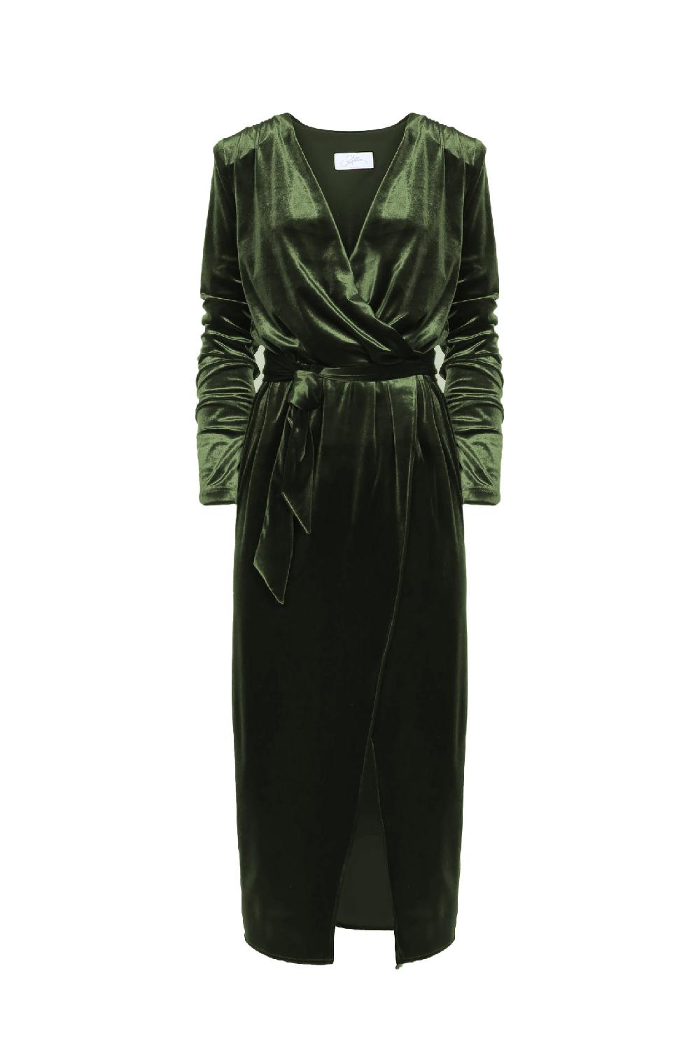 Soallure ABITO MIDI CON SCOLLO A INCROCIO IN VELLUTO Lightning offer