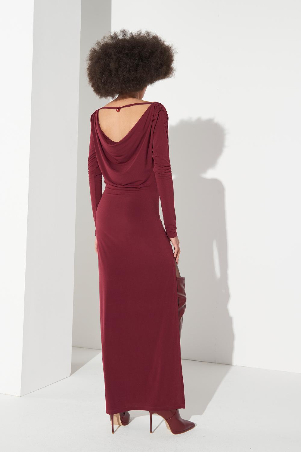 Soallure ABITO LUNGO CON SCOLLO DRAPPEGGIATO Consegna Veloce