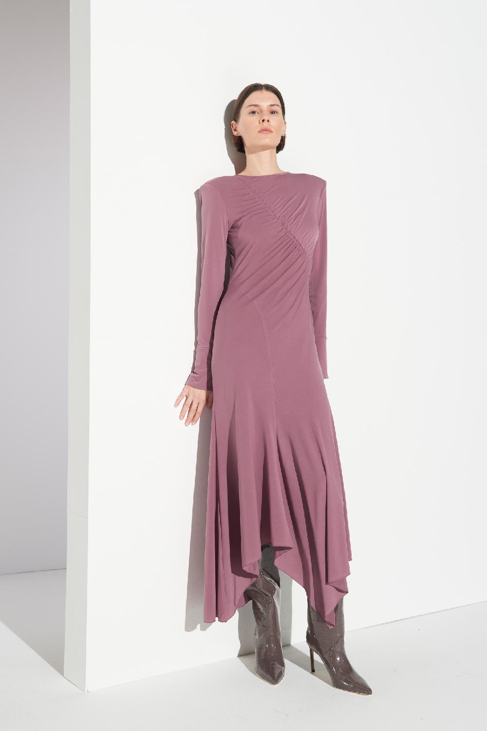 Soallure ABITO MIDI ASIMMETRICO IN JERSEY Presa