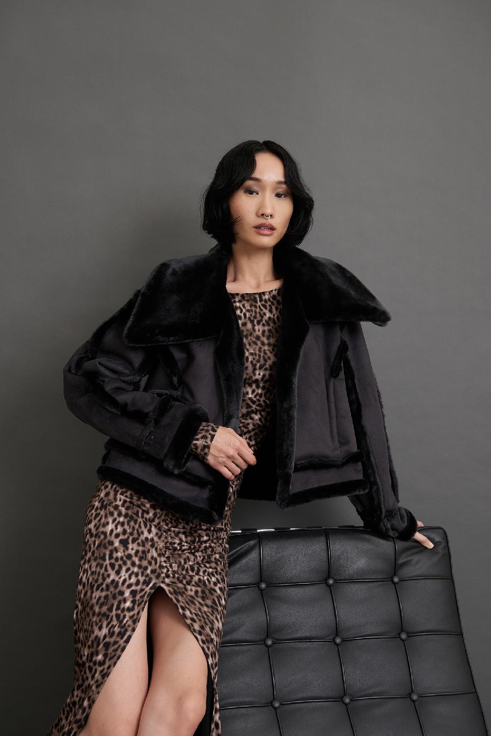 Soallure ABITO MIDI CON ARRICCIATURE FANTASIA LEOPARDATA Offerte