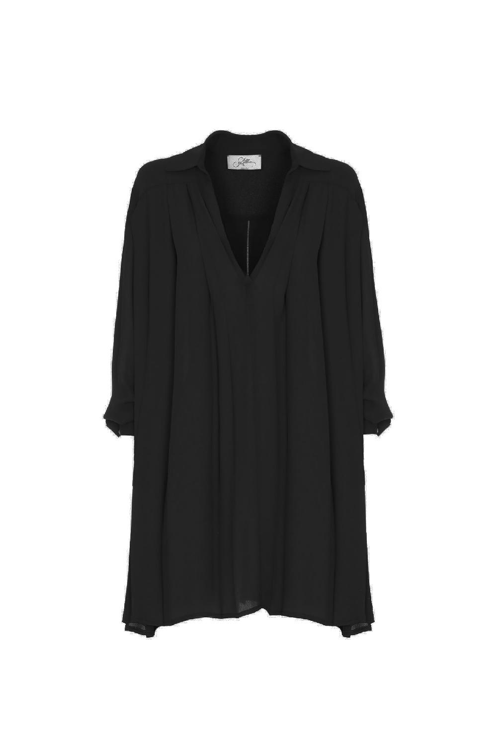Soallure ABITO CORTO PLISSÉ CON COLLO A CAMICIA Vendita Calda