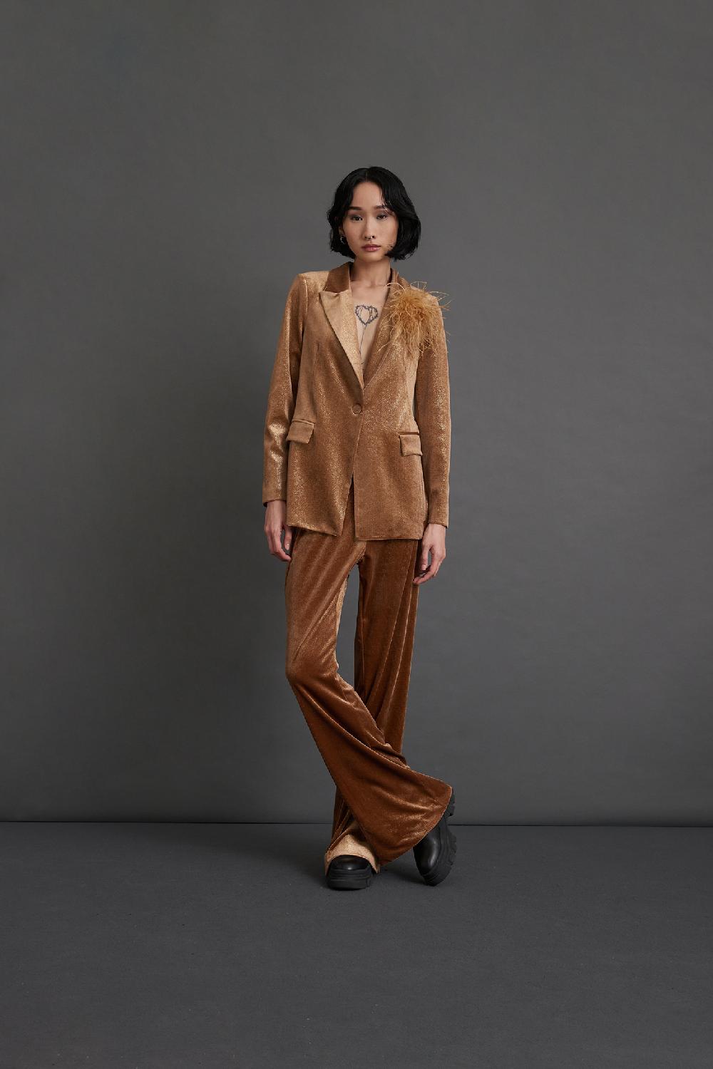 Soallure PANTALONE FLARE IN VELLUTO SPARKLE Italia