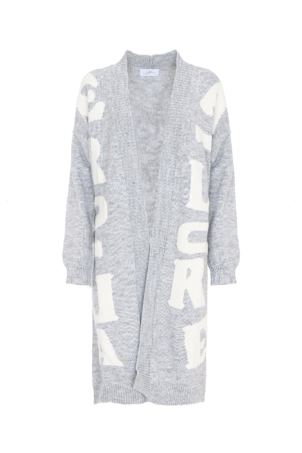 Soallure CARDIGAN LETTERING LUNGO MISTO LANA In Linea